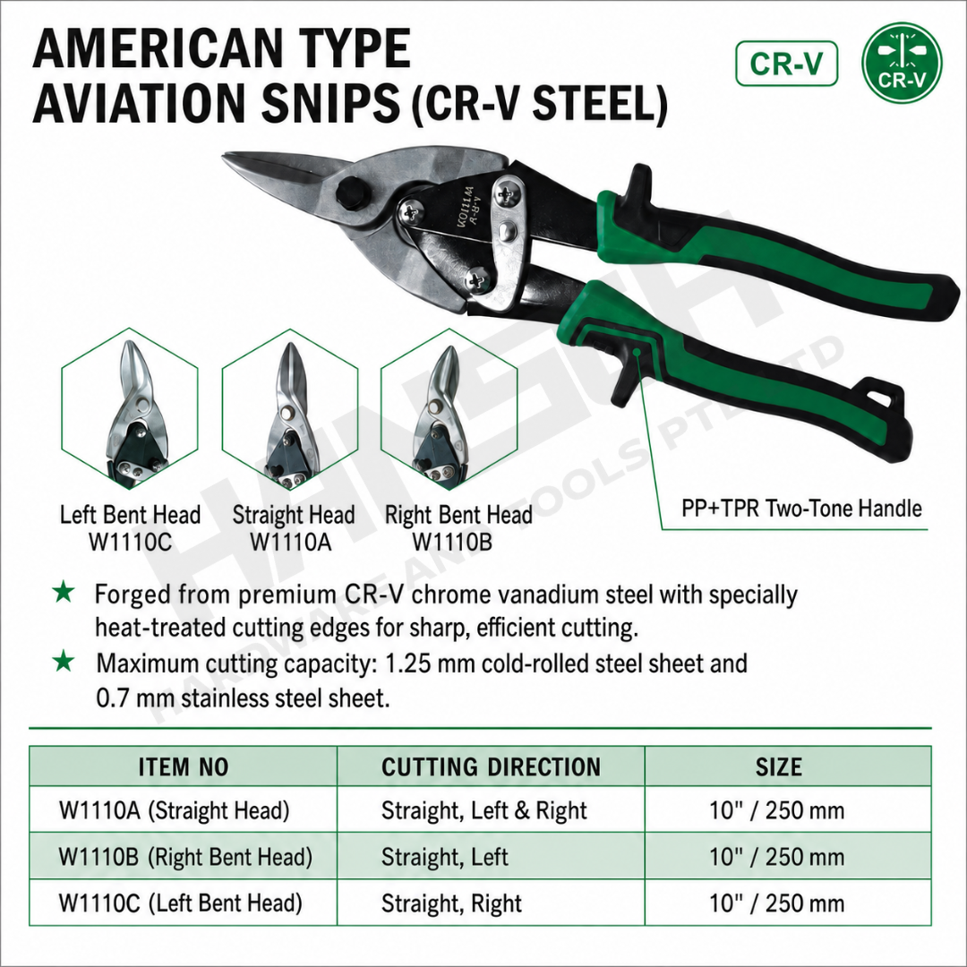 American Type Aviation Snips 10” / 250mm Heavy Duty Metal Cutting Shears 美式航空剪 (直头 / 右弯头 / 左弯头)