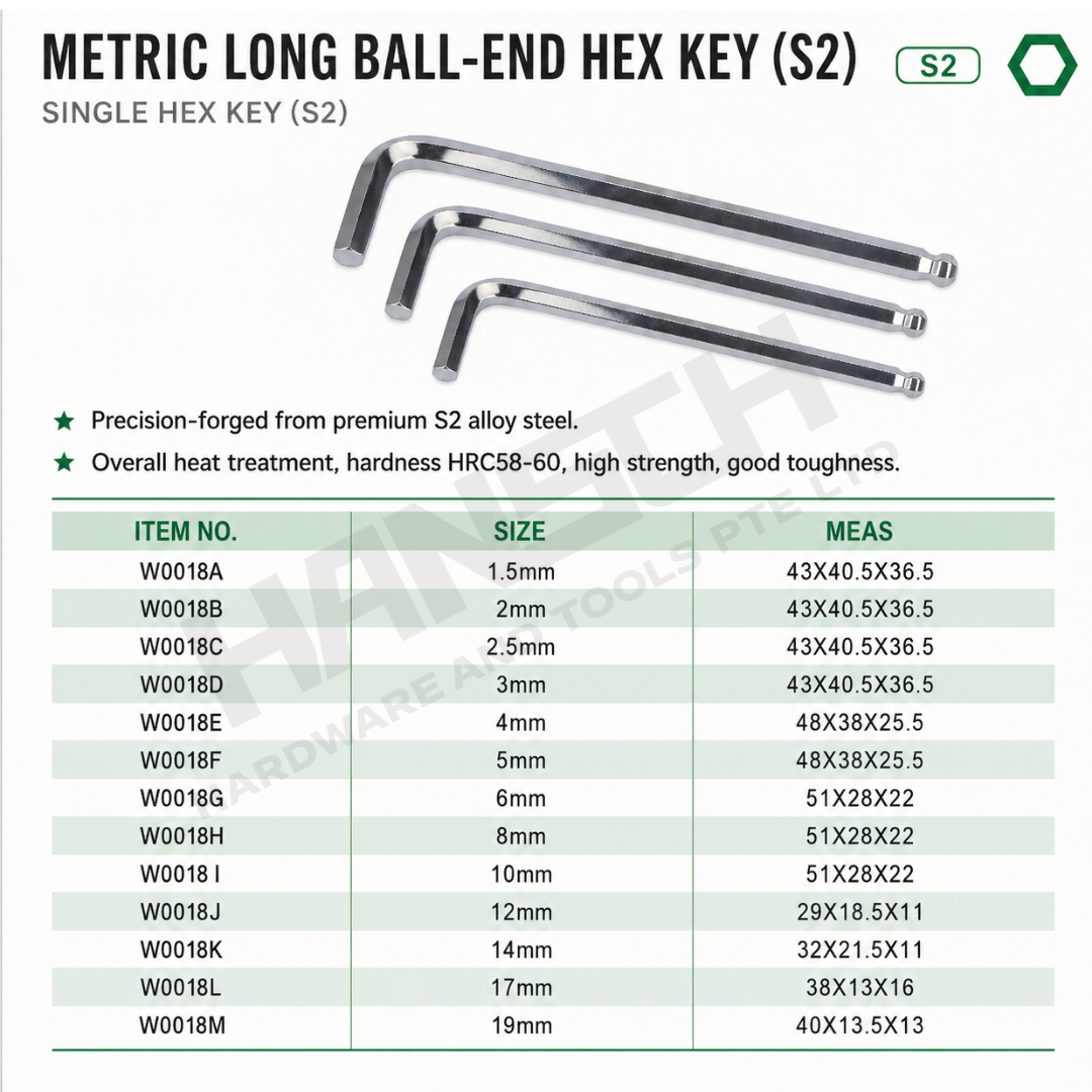 Wynn's Metric Long Ball-End Hex Key Wrench L-Shaped Allen Key 单支球头内六角