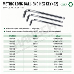 Wynn's Metric Long Ball-End Hex Key Wrench L-Shaped Allen Key 单支球头内六角