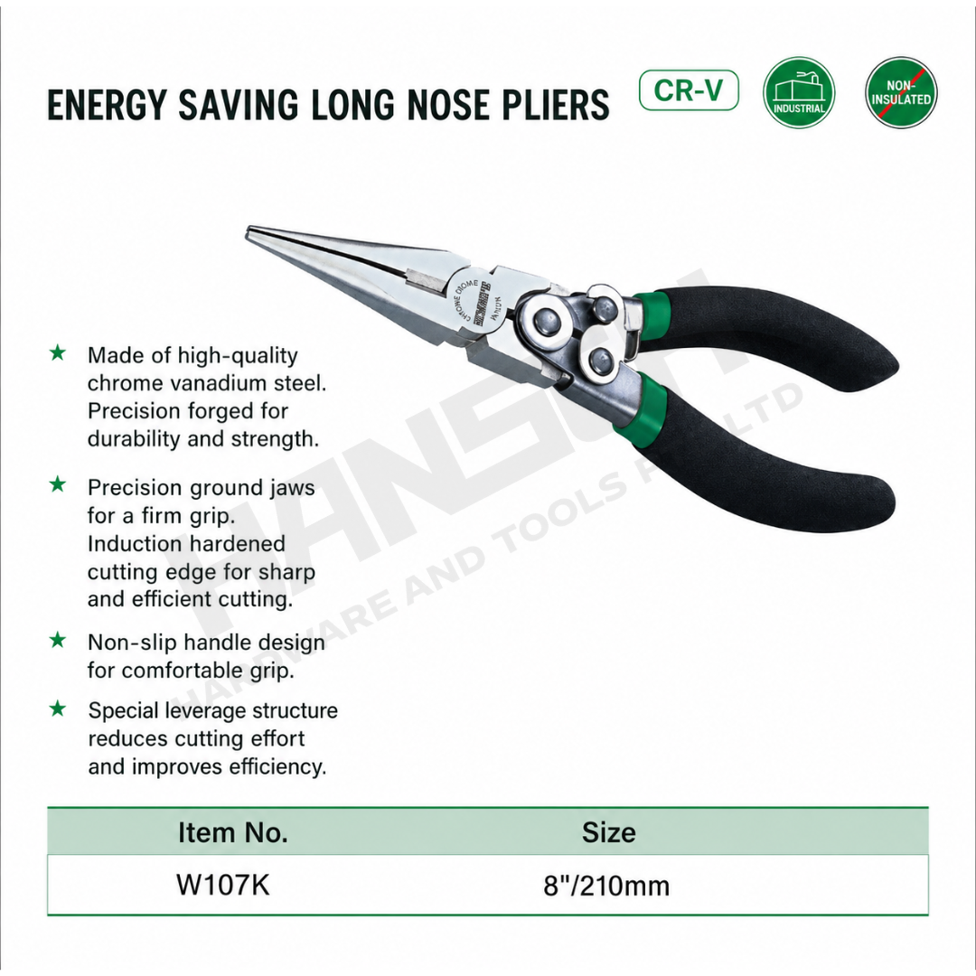 Wynn's Energy Saving Long Nose Pliers (W107K) 8 inch 省力尖咀钳