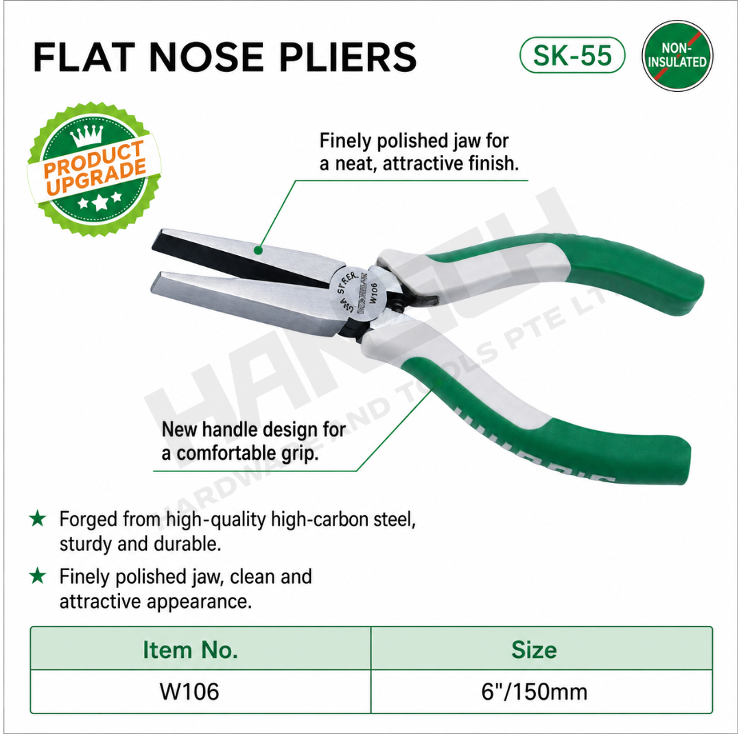 Wynn's Flat Nose Pliers (W106) Flat Jaw Pliers 无牙扁咀钳