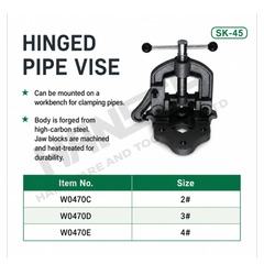 Wynn's Hinged Pipe Vise Heavy Duty Workbench Pipe Clamp 管子台虎钳