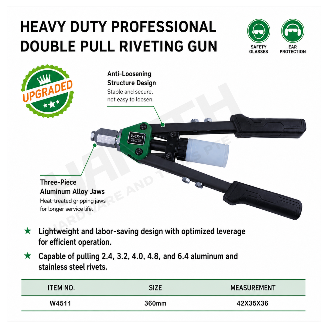 Wynn's Heavy-duty Double-Handle Rivet Gun (W4511) Core-Pulling 重型专业级双把拉铆枪