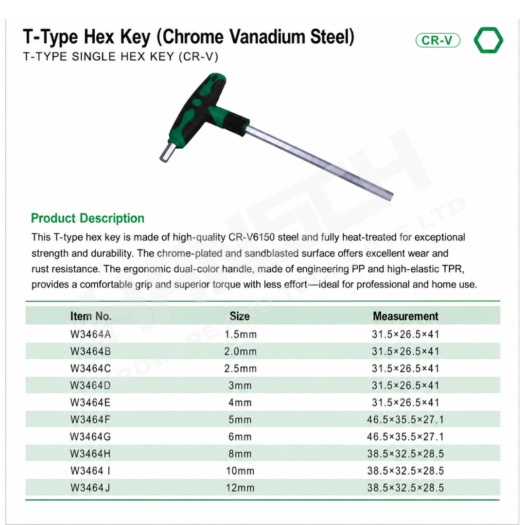 Wynn's T-Type Singlr Hex Key Allen Hexagonal Wrench(T型平头内六角扳手)