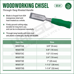 Wynn's Woodworking Chisel W0073 Carpenter Carving Chisel Tools 穿心铁铆钉柄木工凿
