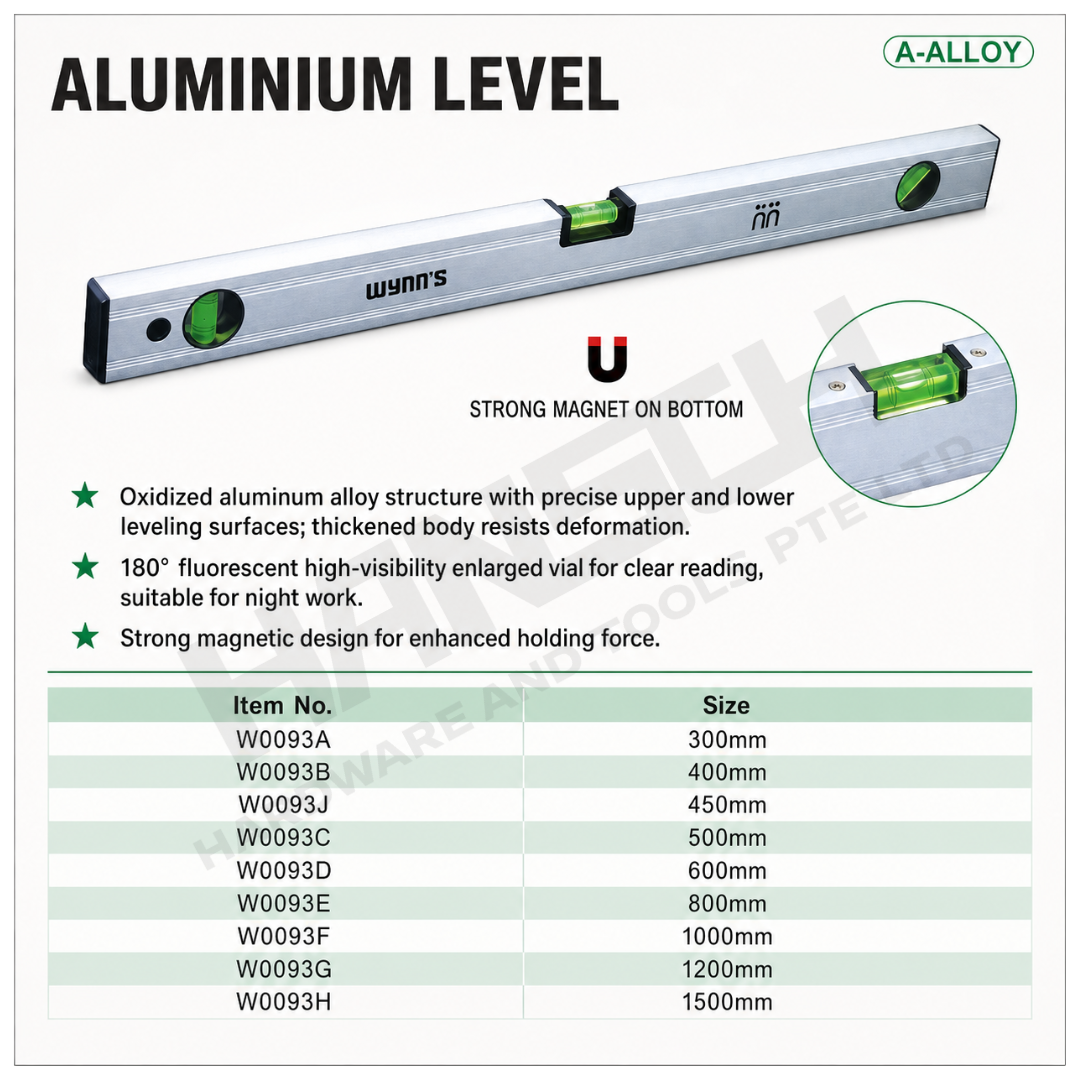 Wynn's W0093 Magnetic Aluminium Level Measuring Tool 铝合金水平尺