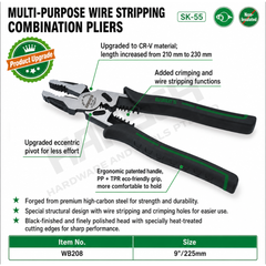 Wynn's Multi-Purpose Wire Stripping Combination Pliers 9inch(WB208) 多用剥线钢丝钳