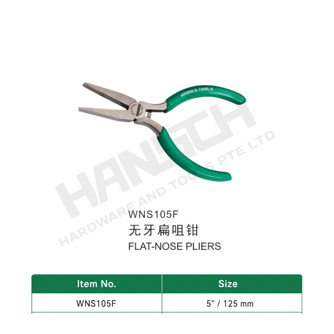 Wynn's Mini Flat-Nose Pliers, 5-inch 125mm Smooth Jaw Precision Pliers (WNS105F)  无牙扁咀钳