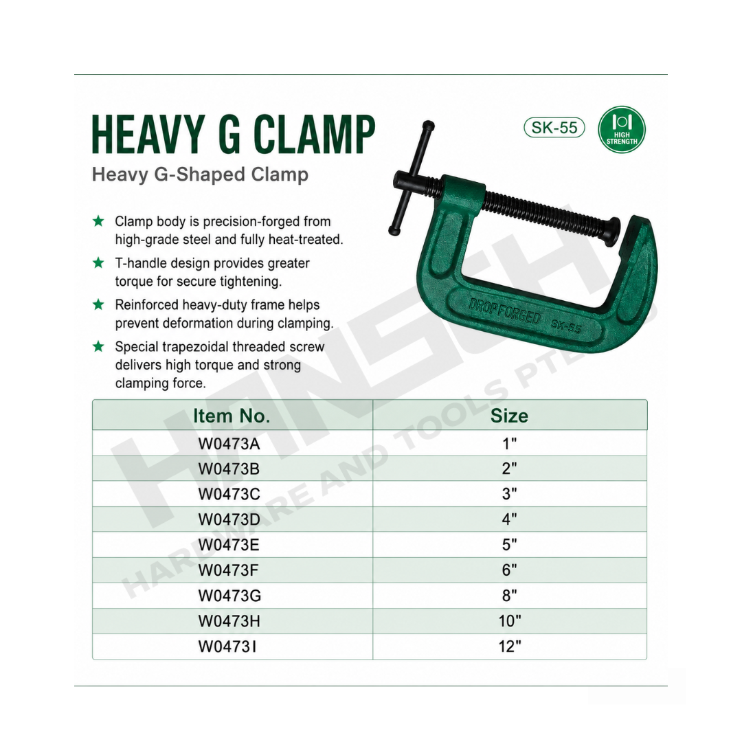 Wynn's G-Clamp Woodworking (W0473) Clamping Device Adjustable 重型G字夹