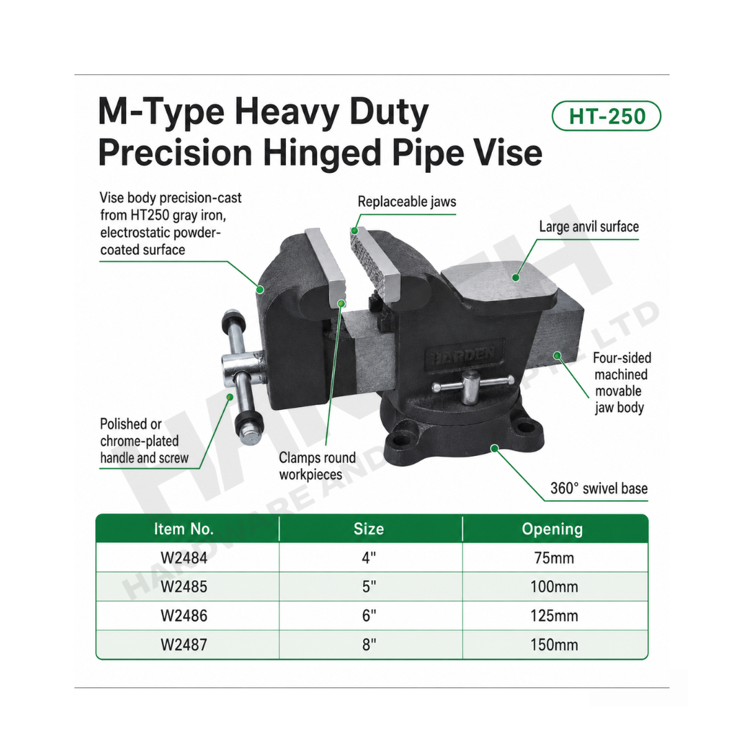 Wynn's Heavy Duty M-Type Precision Hinged Pipe Vise with 360° Swivel Base (M型重型精密台虎钳)
