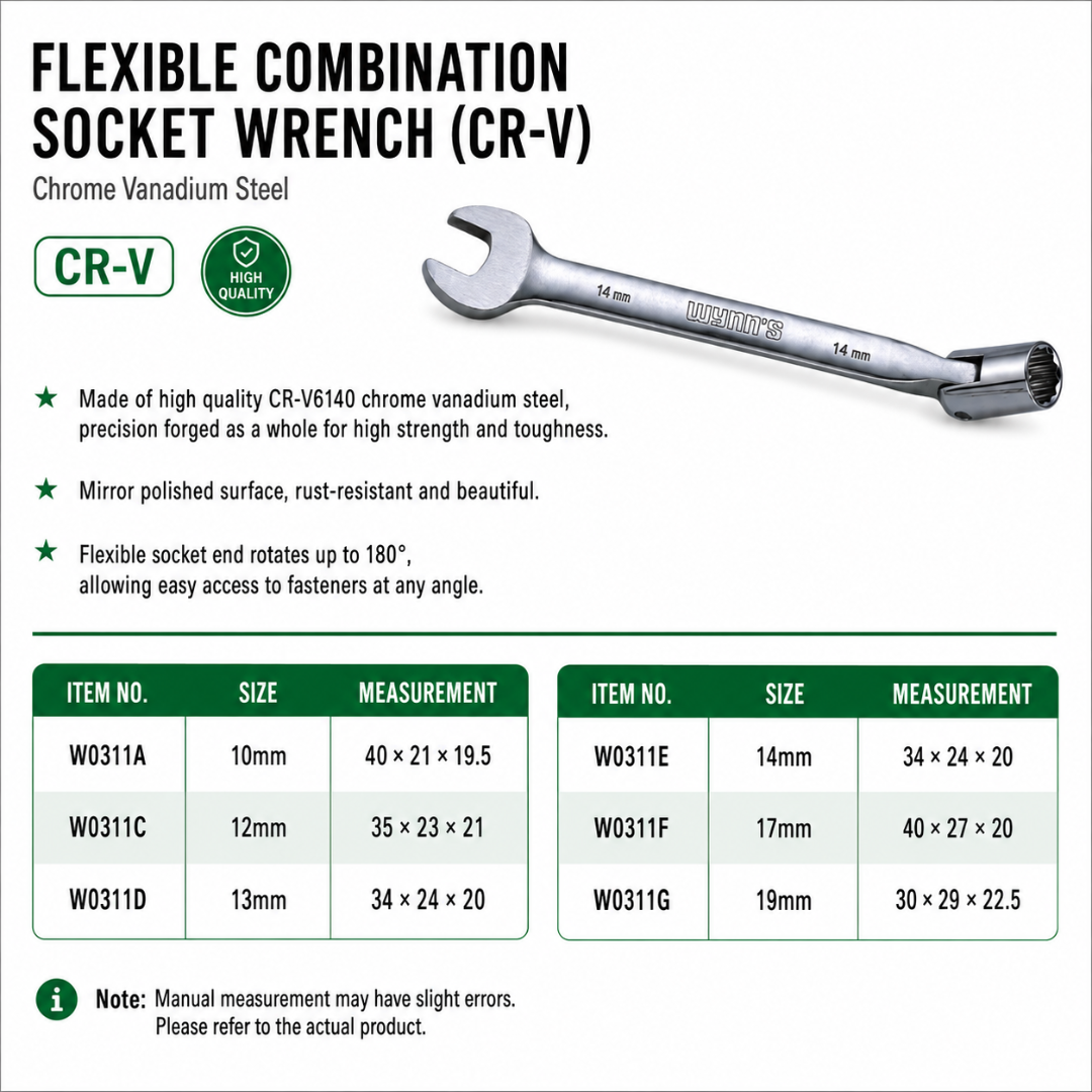 Wynn's Flexible Socket Combination Wrench Auto Repair Disassembly Tool 活动套筒两用扳手