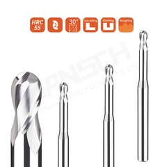 ZZBD-CT Long Neck 2 Flute Ball Nose End Mills for Aluminum (两刃铝用深沟球刀)
