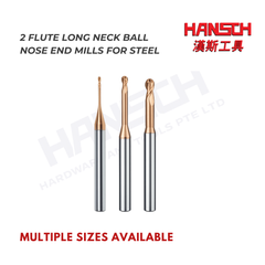 ZZBD-CT Long Neck 2 Flute Ball Nose End Mills for Steel (两刃钢用深沟球刀)