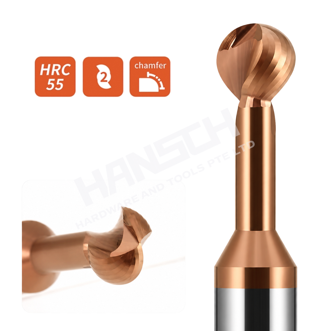 ZZBD-CT Lollipop Ball 2 Flute Solid End Mills for Steel (两刃钢用棒棒糖球刀)