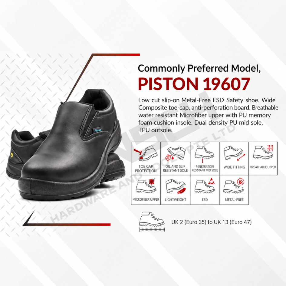 AcesafeT Commonly Prefered model "PISTON" (19607) ESD Safety Shoes 防静电安全鞋