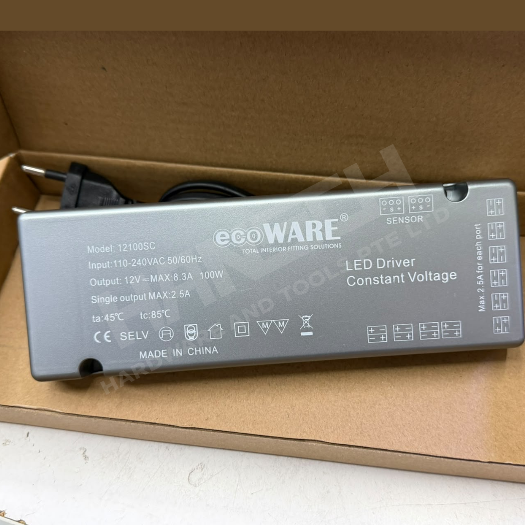 ecoWARE 100W 12V DC Constant Voltage LED Driver Power Supply Transformer (12100SC) 恒压驱动电源变压器