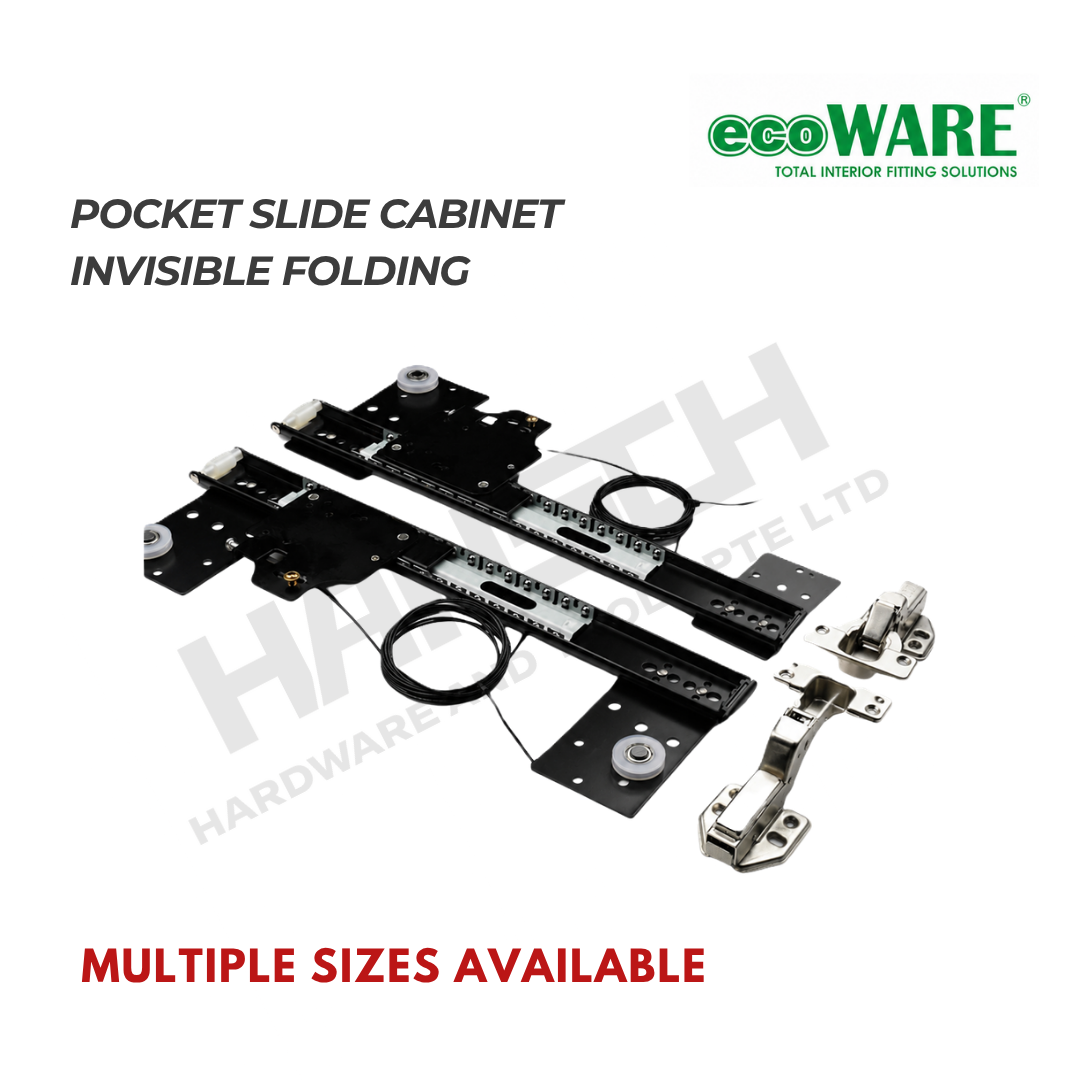 ecoWARE DS-2020 Invisible Folding Insert Flipper Door Pocket for Cabinets 冷轧钢橱柜隐藏式折叠内藏门滑轨