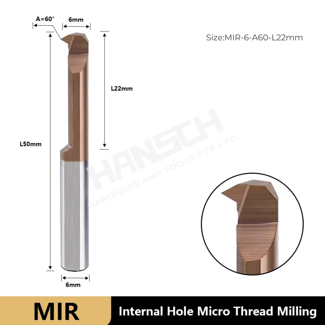 ZZBD-CT Carbide MIR Inner Hole Micro Threaded Mills for Small Holes & Turning 内孔微型螺纹刀