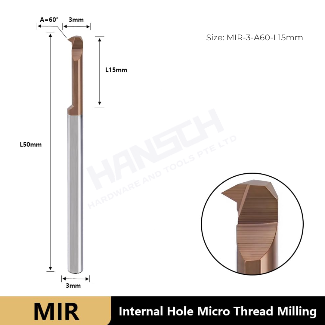 ZZBD-CT Carbide MIR Inner Hole Micro Threaded Mills for Small Holes & Turning 内孔微型螺纹刀