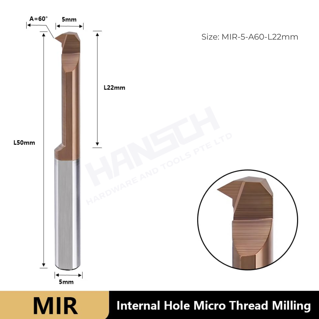 ZZBD-CT Carbide MIR Inner Hole Micro Threaded Mills for Small Holes & Turning 内孔微型螺纹刀